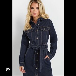 Navy Belted Denim Jacket